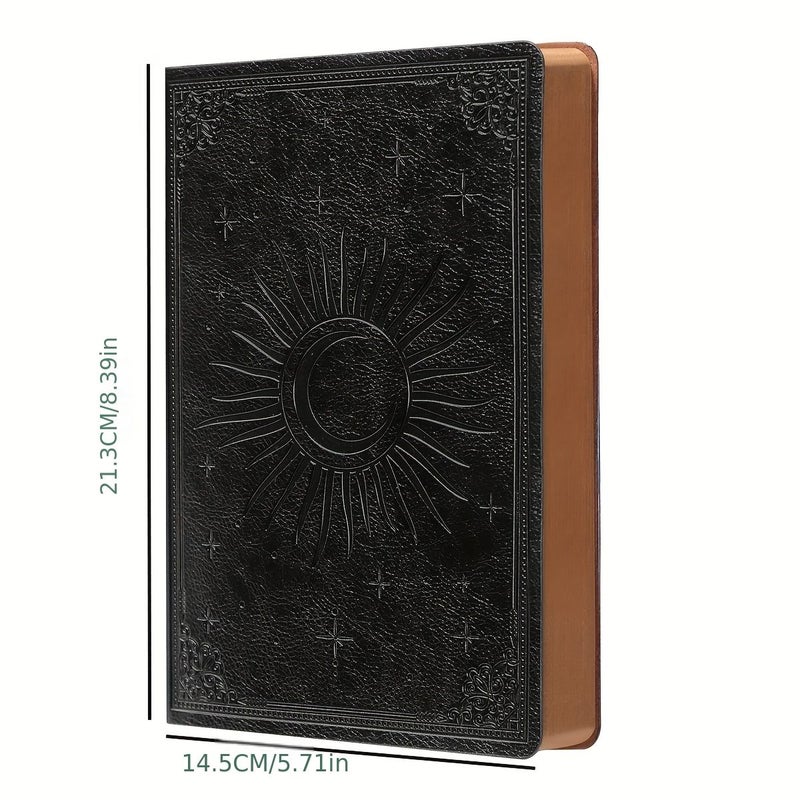 Black A5 Hardcover Leather Diary 360 Pages 100GSM Thick Paper Journal - Image 3