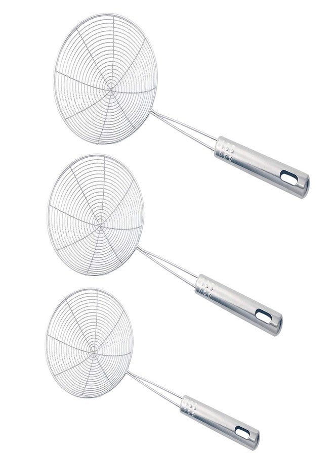 Markeny 3Pcs Stainless Steel Skimmer Strainer Wire Skimmer Spoon with Handle for Kitchen Frying Food, Pasta, 3 Size - Image 1