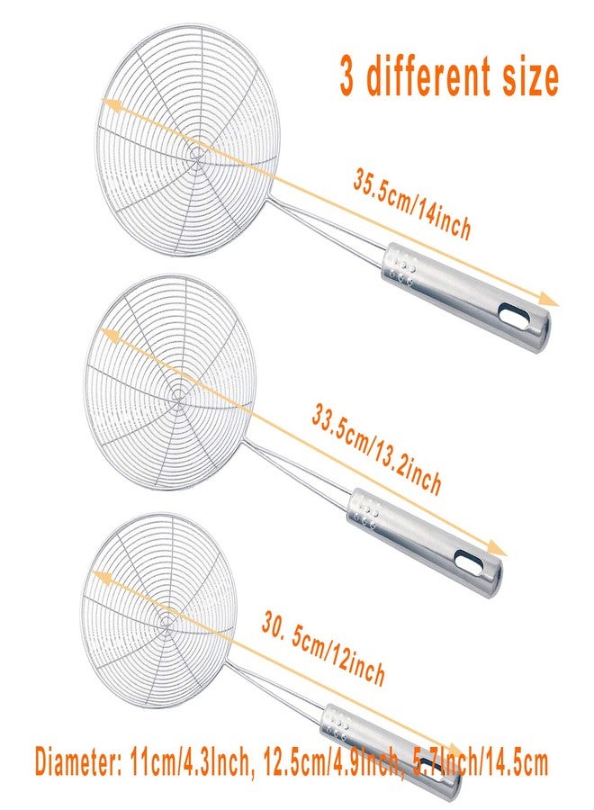 Markeny 3Pcs Stainless Steel Skimmer Strainer Wire Skimmer Spoon with Handle for Kitchen Frying Food, Pasta, 3 Size - Image 2