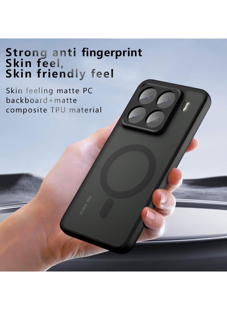 Magnetic Case Compatible with Xiaomi 15 Pro 5G Case, Frosted Matte Armor Back Cover Airbag Shockproof PC+TPU Protective Cover Support Wireless Charging - Image 2