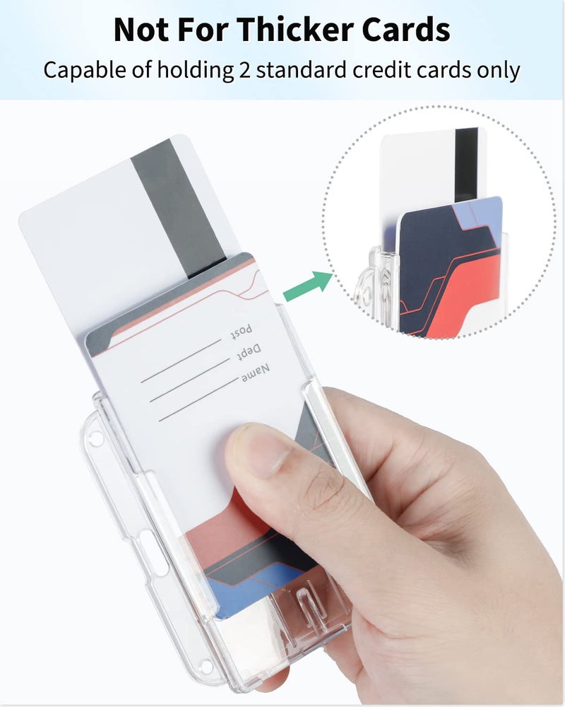 Pawfly 2 Pack Horizontal 2-Card Badge Holder with Thumb Slot Hard Transparent PC Case Protector for Office School IDs Credit Cards Driverâ€™s Licenses and Passes - Image 2