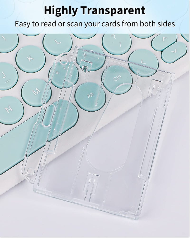 Pawfly 2 Pack Horizontal 2-Card Badge Holder with Thumb Slot Hard Transparent PC Case Protector for Office School IDs Credit Cards Driverâ€™s Licenses and Passes - Image 4