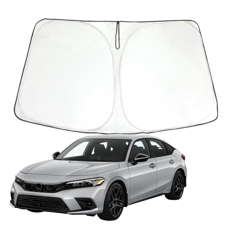 ROCCS Flexible Windshield Sun Shade for Honda Civic 2016 2017 2018 2019 2021 2022 Front Window Sunshade Heat Shield Reflector Cover Foldable Sun Visor Blocks UV Rays - Image 3