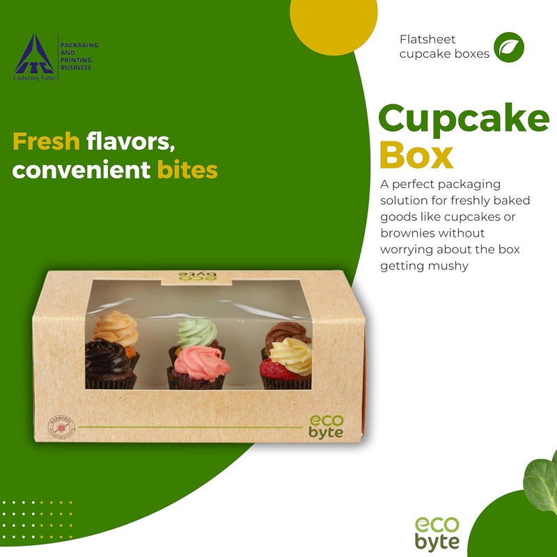 Ecobyte ITC Cupcake Box wWindow 10 x 6 x 4 in wCupcake Holder Inserts 275 in Pack of 20 Recyclable GermFree Takeaway Cup Cake Box for Parties Birthdays Bakery - Image 5