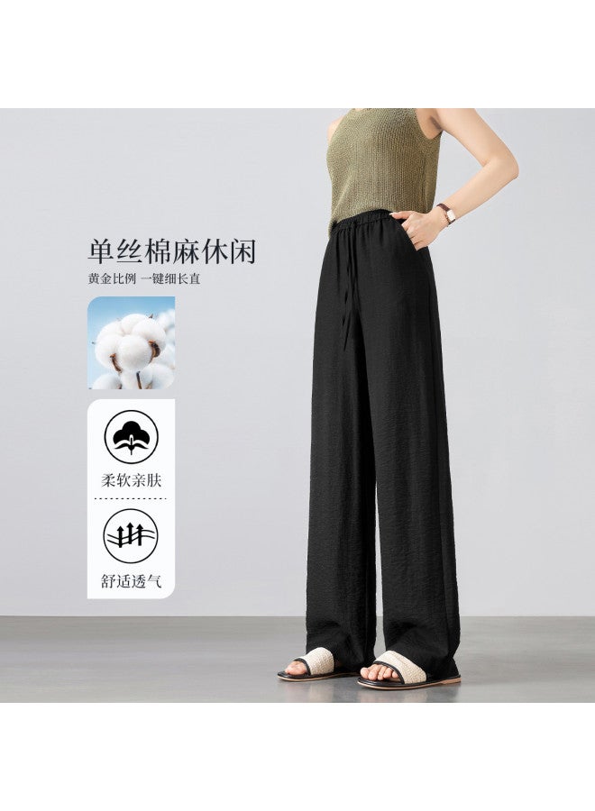 Hstyle high-waisted Wide-leg Pants For Women - 2025 Summer Lightweight Breathable Versatile Slimming Casual Trousers - Image 2