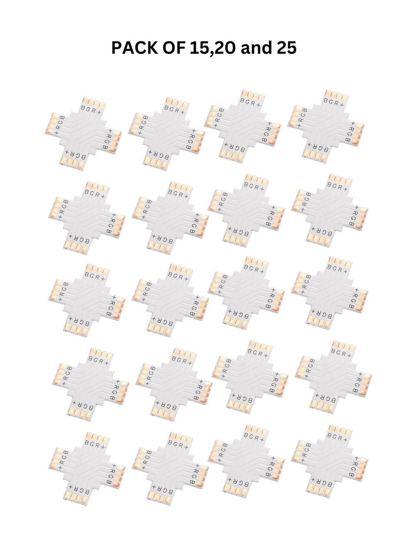 Snoogg SNOOGG 15PC Pack 10 mm 4 Pin Led Strip Solderless gapless Extension Coupler connectors Type Shape for for SMD 5050 Multicolor Strip No Soldering Required Unwired Gapless led Strip Adapter Extension  - Image 3