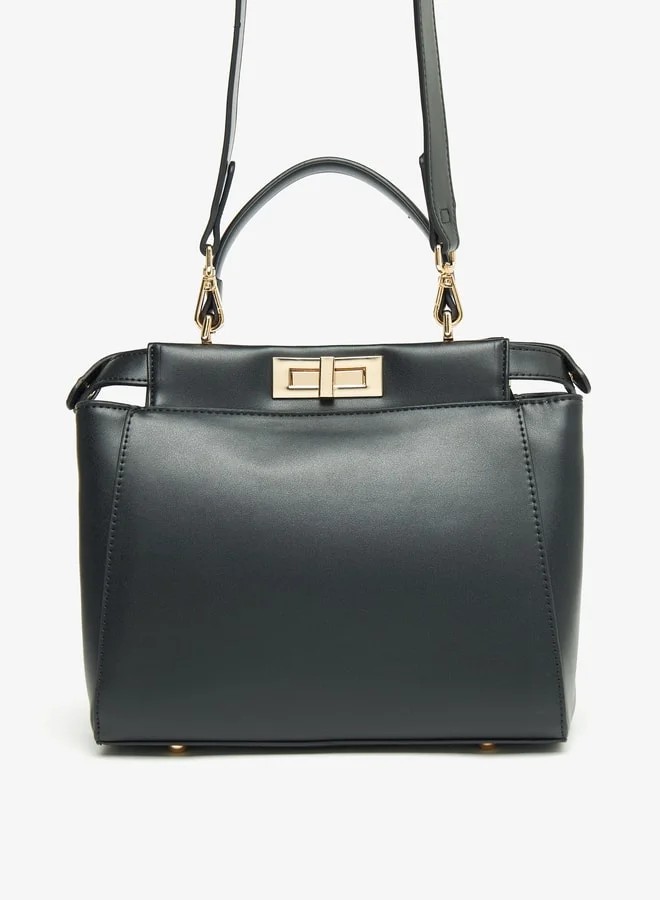ELLE Solid Crossbody Bag with Twist Lock Closure