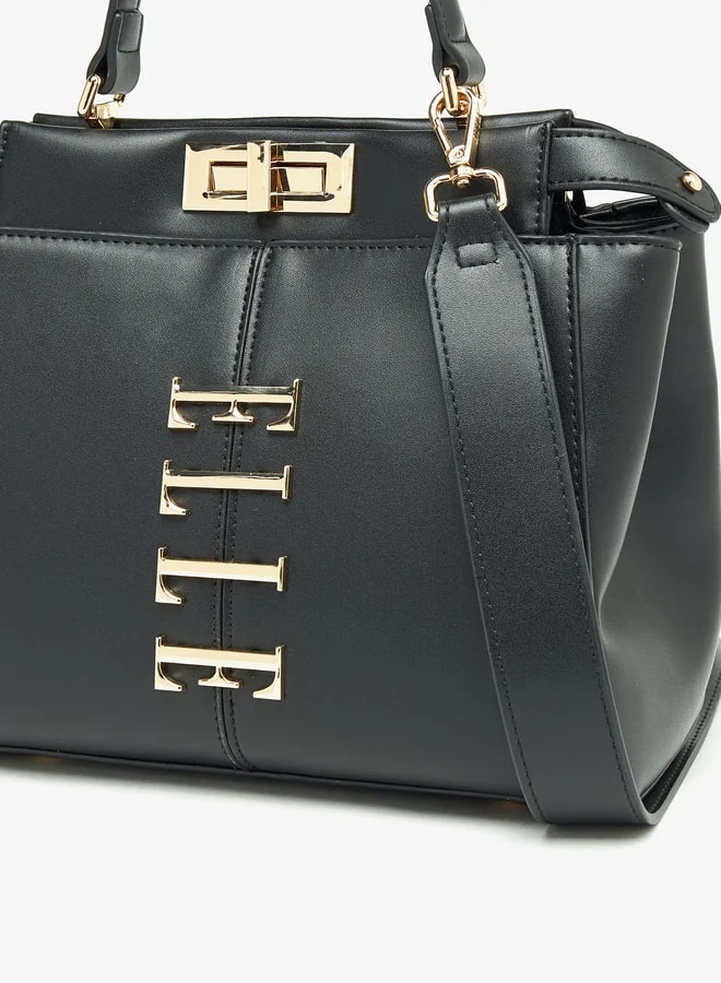 ELLE Solid Crossbody Bag with Twist Lock Closure