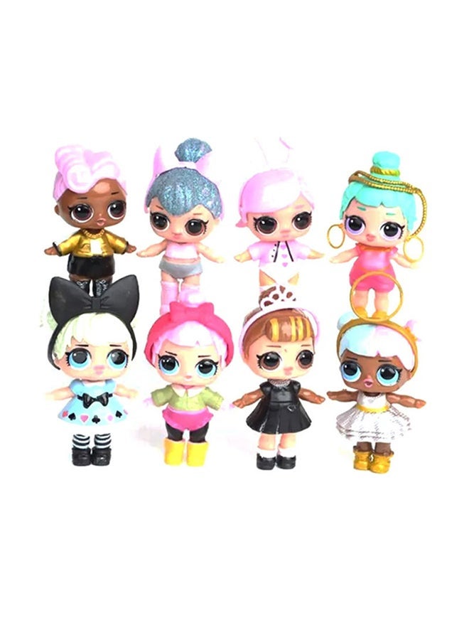 GObuy 8-Piece Lol Sparkly Baby Highly Detailed Pvc Doll Set For Kids, Multicolour 21.6x15.5x6.3cm - Image 1