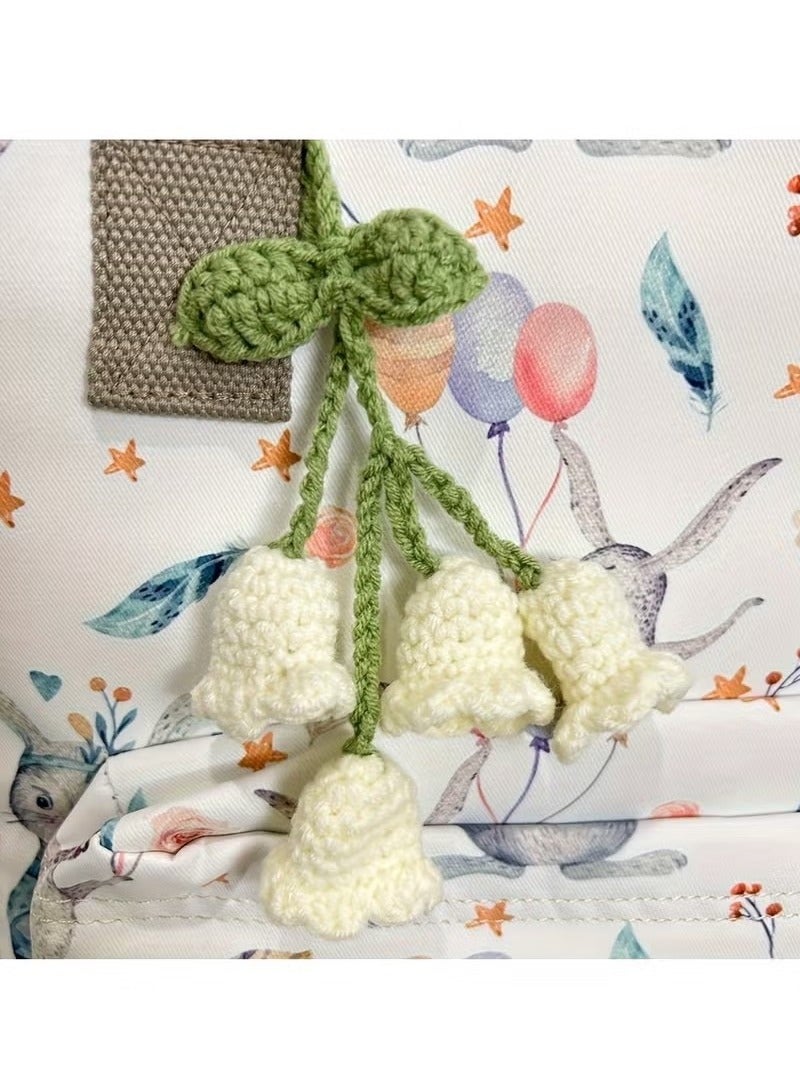 Generic 1pc Exquisite Crochet Lily of the Valley Flower Pendant - Handwoven Delicate Ornament for DIY Car Interior Decoration, Unique Gift for Women  - Image 4