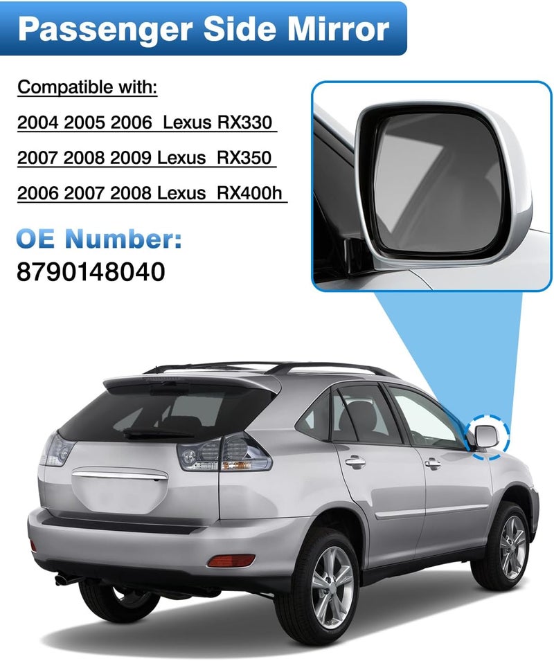 توب-ماكس Right Side Mirror Glass Replacement for Lexus RX Series - Image 2