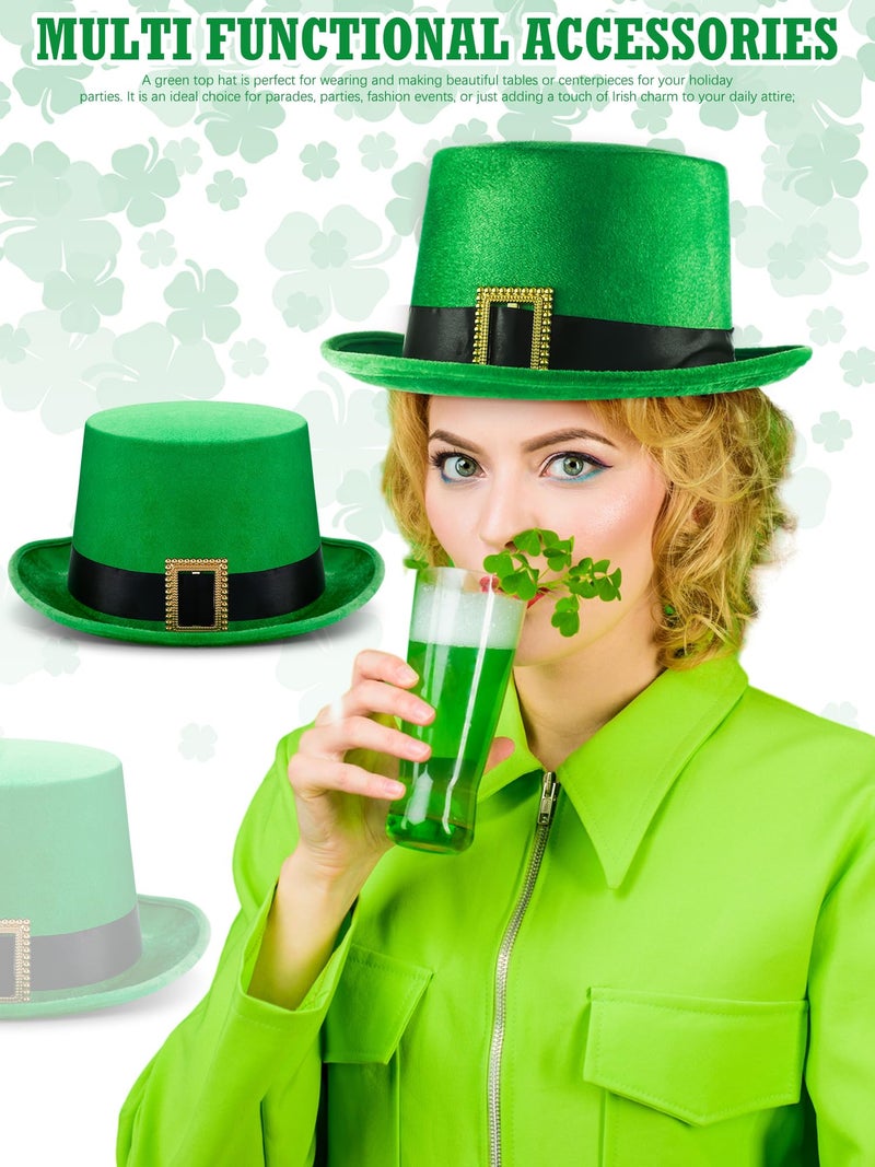 Cozypower St. Patrick's Day Top Hat Leprechaun Green Irish Velvet Top Hat for Adult St. Patrick Leprechaun Costume Favor(6 Pcs) - Image 4