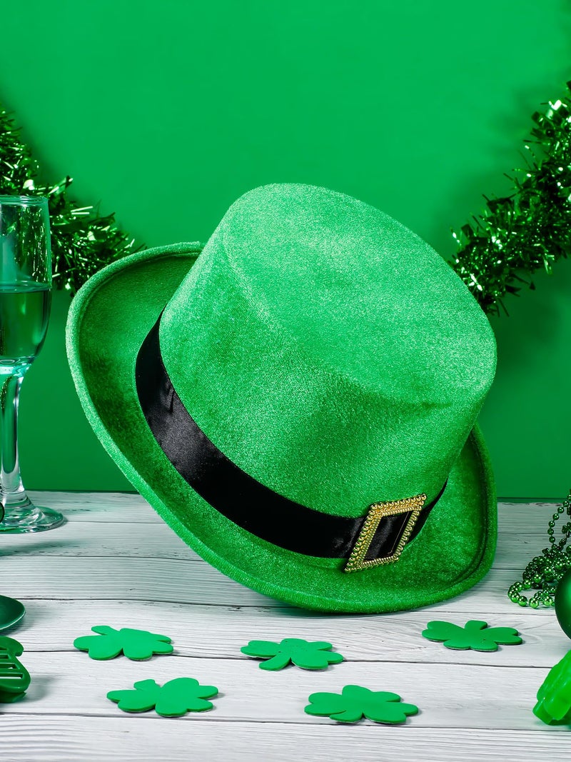 Cozypower St. Patrick's Day Top Hat Leprechaun Green Irish Velvet Top Hat for Adult St. Patrick Leprechaun Costume Favor(6 Pcs) - Image 5