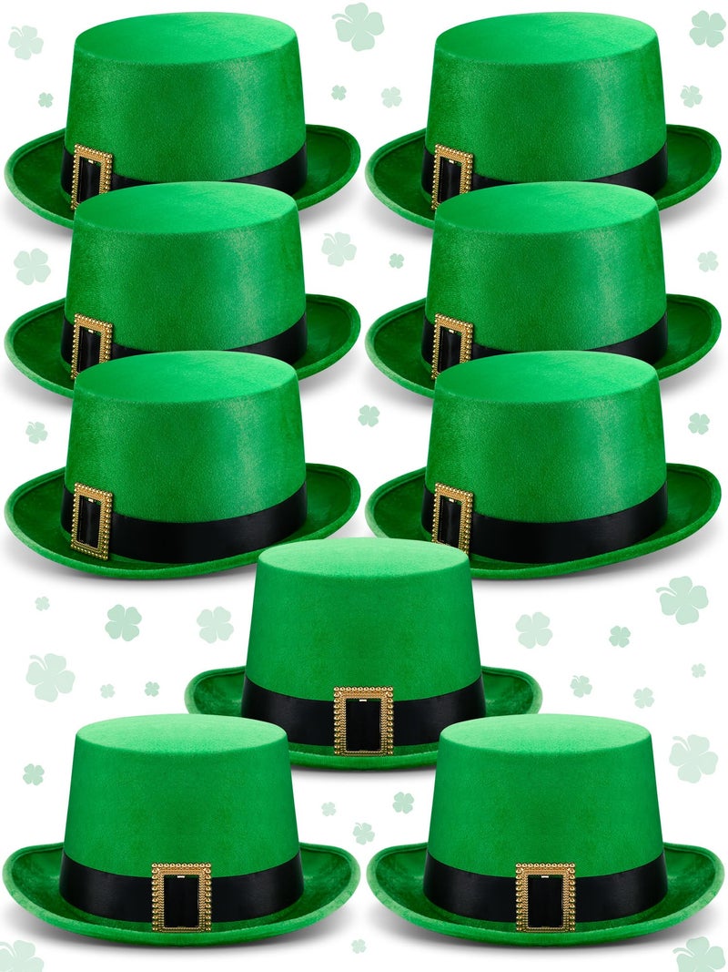 Cozypower St. Patrick's Day Top Hat Leprechaun Green Irish Velvet Top Hat for Adult St. Patrick Leprechaun Costume Favor(6 Pcs) - Image 1