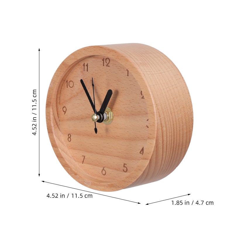 Round Silent Clock with Beech Wood Finish for Office Desktop and Living Room Decor - Image 2
