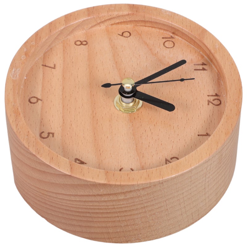 Round Silent Clock with Beech Wood Finish for Office Desktop and Living Room Decor - Image 5