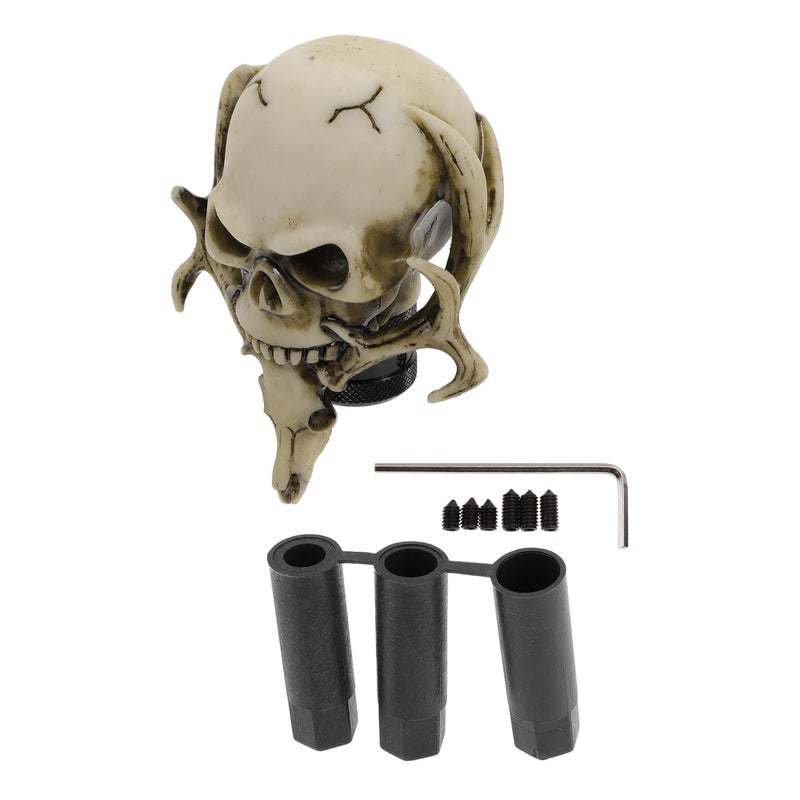 HEROFFIX 10cm Skull Shift Knob Universal Gear Shifter Knob Resin Stick Shifter Lever Knob for Automatic and Manual Vehicle with 3 Adapter Beige 1 Set - Image 2