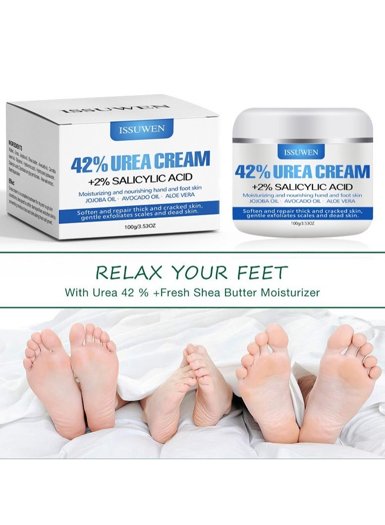 ISSUWEN 2-PACK Urea Cream 42%, Anti-Crack Moisturizing Cream for Hands and Feet 100g*2 - Image 4