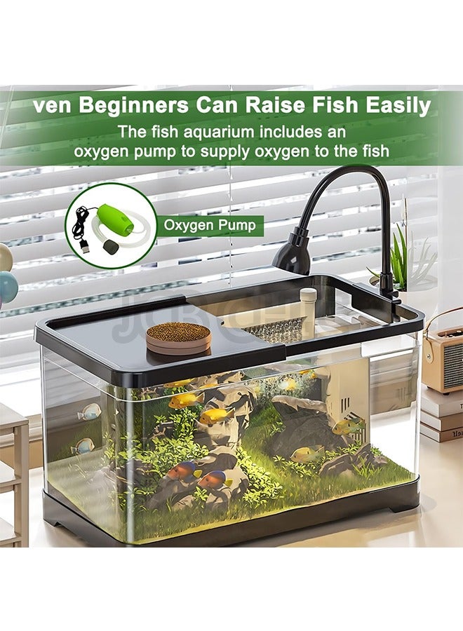 JCB CHIC Fish Tank, Small Aquarium Tank Kit with Water Grass Lamp & Oxygen Water Pump Filter for Starters, Clear Plastic Fish Tank for Betta Fish Goldfish and Turtle(M) - Image 3