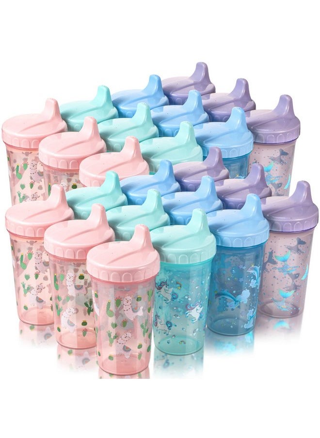 Mifoci Mifoci 24 Pcs 10 oz Sippy Cups for Toddlers Reusable No Spill Cups with Lids Toddler Baby Feeding Supplies, Dishwasher, Microwave Safe (Girl Style)  - Image 1