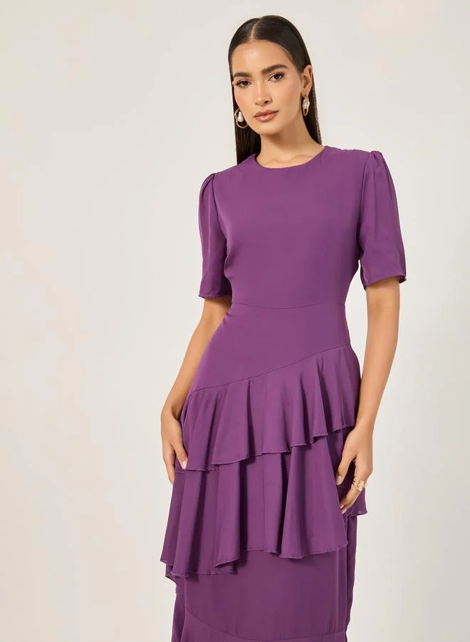 Styli Ruffled Violet Dress