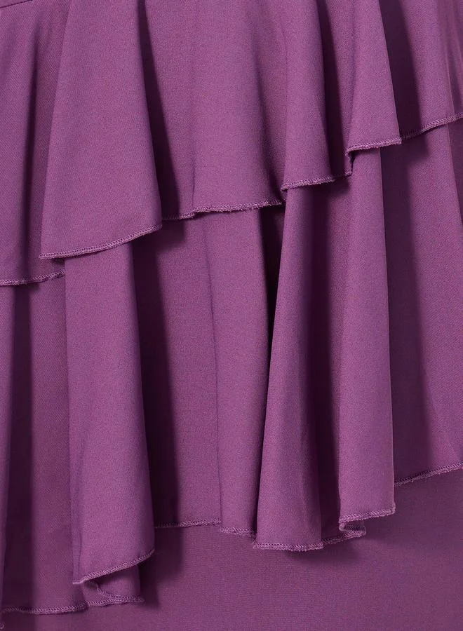 Styli Ruffled Violet Dress