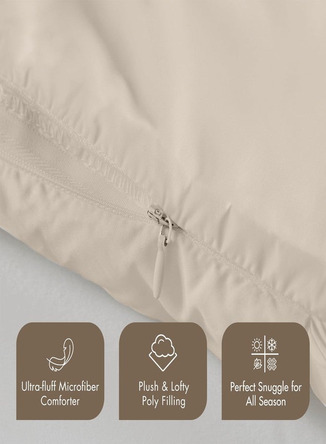 Madison Park King Pillowcase Puffy Pillow Protector Overfilled High Desity Fill Pillow Cover, 3D Puff Quilted Microfiber Fluffy Pillowcase, Zipper Closure, Stay Puffed, King, Tan - Image 3