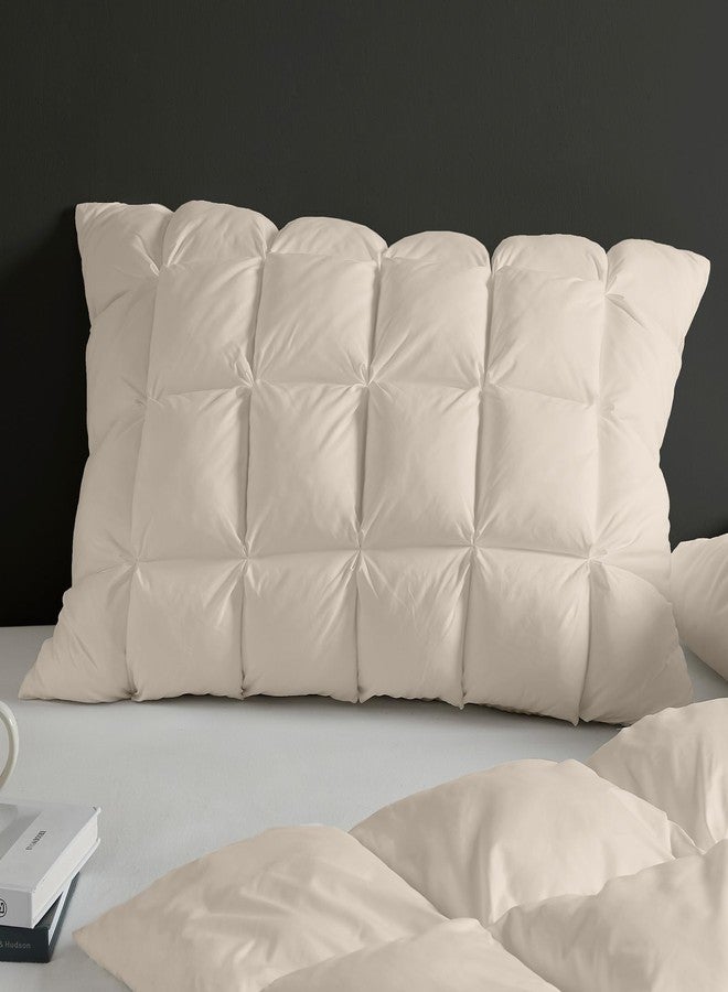 Madison Park King Pillowcase Puffy Pillow Protector Overfilled High Desity Fill Pillow Cover, 3D Puff Quilted Microfiber Fluffy Pillowcase, Zipper Closure, Stay Puffed, King, Tan - Image 1