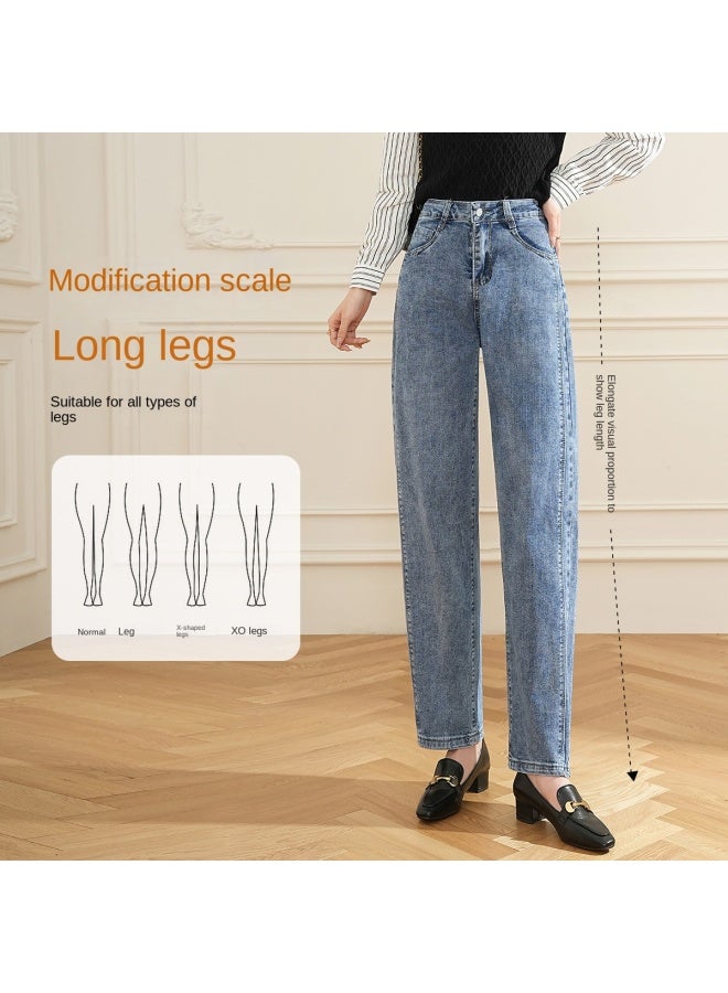 【fashion Washed Jeans】بناطيل نسائية عالية الخصر بتصميم ريترو وأزرار معدنية للارتداء اليومي (مجموعة الربيع/الخريف) - Image 3