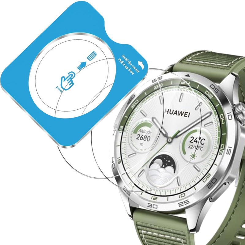Vurtboly Huawei Watch GT5/GT4 46mm 3 Pack Premium Glass Screen Protector with Frame, Anti-Scratch, Anti-Fingerprint, Bubble-Free, High Transparency - Image 1