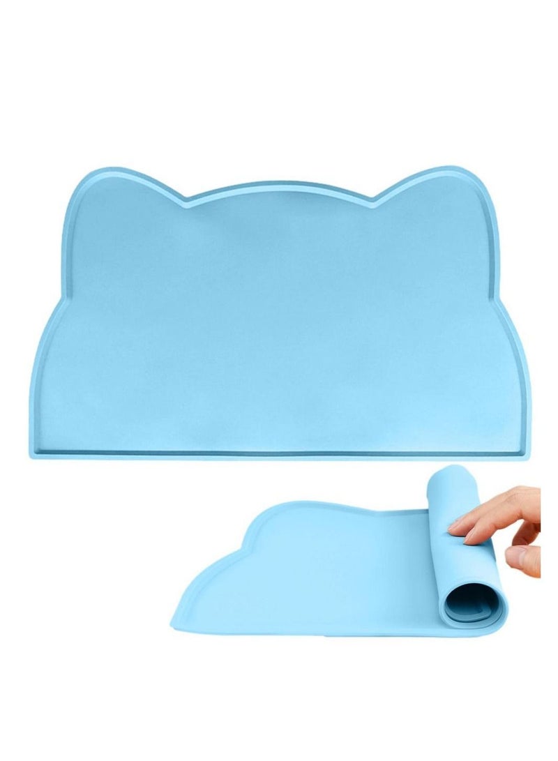 حصيرة تغذية مقاومة للماء وغير قابلة للانزلاق للحيوانات الأليفة (زرقاء) - Image 3