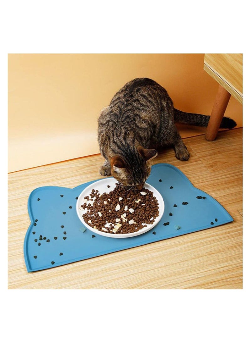 حصيرة تغذية مقاومة للماء وغير قابلة للانزلاق للحيوانات الأليفة (زرقاء) - Image 1