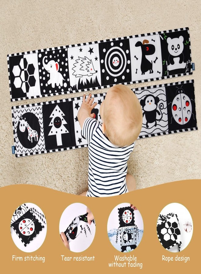 Vicloon Black and White Baby Toys, High Contrast Baby Book for Newborn 0-3 3-6 Months, Infant Tummy Time Toys, Early Education Sensory Toys, Visual Stimulation Folding Cloth Book for Boys Girls - Image 3