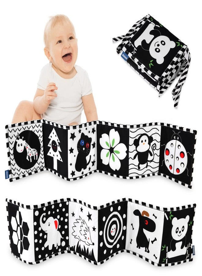 Vicloon Black and White Baby Toys, High Contrast Baby Book for Newborn 0-3 3-6 Months, Infant Tummy Time Toys, Early Education Sensory Toys, Visual Stimulation Folding Cloth Book for Boys Girls - Image 1