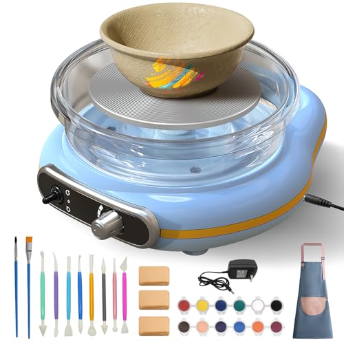 Hitish Mini Pottery Wheel Kit for Kids - 4.7" Turntable Two-Way Rotation Electric Pottery Machine, Adjustable Speed, Low Noise, Clay Wheel DIY Kit for Teens Adults Beginners, Pottery Tools Included - Image 1