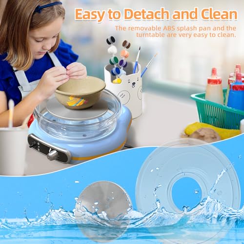 Hitish Mini Pottery Wheel Kit for Kids - 4.7" Turntable Two-Way Rotation Electric Pottery Machine, Adjustable Speed, Low Noise, Clay Wheel DIY Kit for Teens Adults Beginners, Pottery Tools Included - Image 5