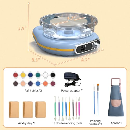 Hitish Mini Pottery Wheel Kit for Kids - 4.7" Turntable Two-Way Rotation Electric Pottery Machine, Adjustable Speed, Low Noise, Clay Wheel DIY Kit for Teens Adults Beginners, Pottery Tools Included - Image 2
