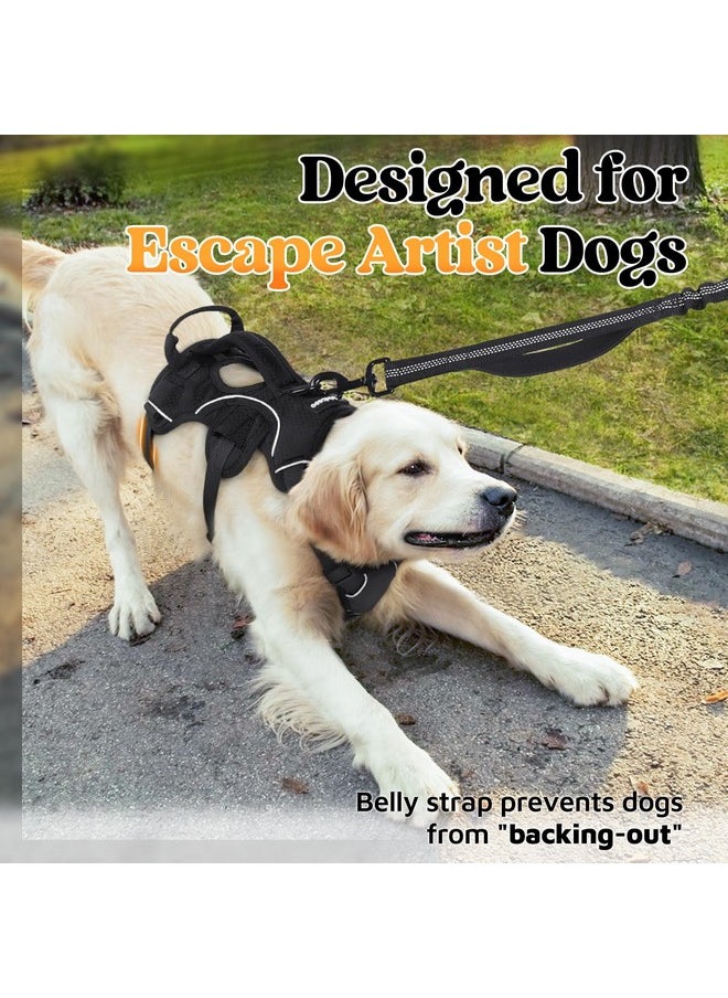 Rabbitgoo rabbitgoo Escape Proof Dog Harness, Soft Padded Full Body Pet Harness, Reflective Adjustable No Pull Vest with Lift Handle and Leash Clip for Large Dogs Walking Hiking Training, L, Black  - Image 1