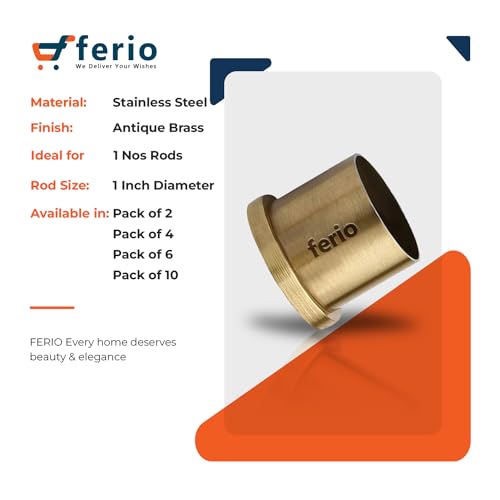 Ferio Zinc Curain Brackets Wall to Wall Counsil for Door and Window 1 Inch Brass Antique Set of 1 (Pack of 2) - Image 3