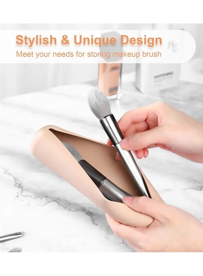 أوريتي حامل فرشاة المكياج للسفر مصنوع من السيليكون، حامل فرشاة الوجه التجميلية العصري والمحمول، ناعم وأنيق، منظم أدوات المكياج للسفر - Image 2