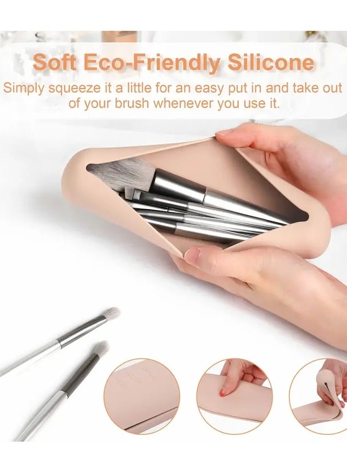 أوريتي حامل فرشاة المكياج للسفر مصنوع من السيليكون، حامل فرشاة الوجه التجميلية العصري والمحمول، ناعم وأنيق، منظم أدوات المكياج للسفر - Image 4