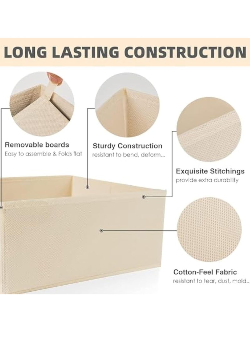 Arabest Foldable Cloth Storage Box, 6 Pack Underwear Drawer Organizer, Foldable Closet Organizers, Storage Dresser Drawer Dividers, Cloth Drawer Storage Organizer Boxes, for Clothes, Scarves (Beige) - Image 3