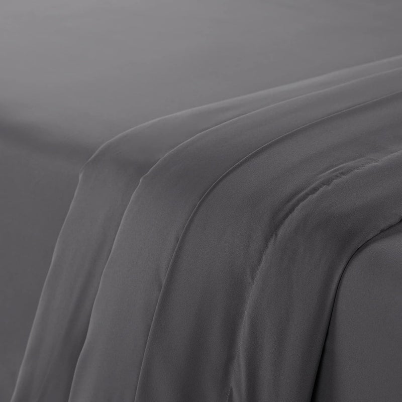 Serta Simply Clean Super Soft Hypoallergenic Stain Resistant Deep Pocket 3 Pieces Solid Bed Sheet Set, Twin XL, Grey - Image 3