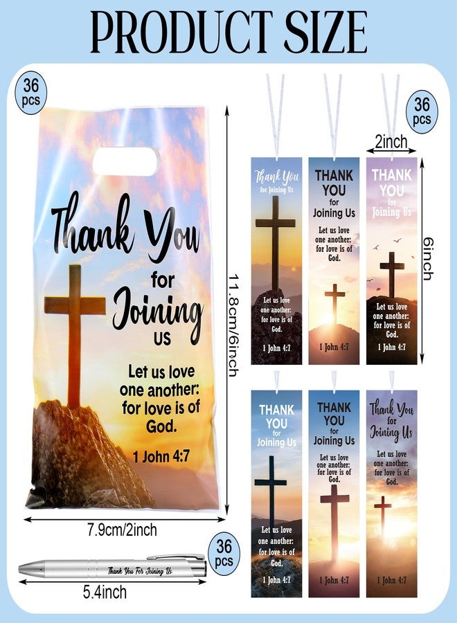 Supervitae 108 Pcs/36 Sets Church Welcome Gift Pockets Bulk Church Visitor Gifts 36 Religious Brochure Bags with Handle 36 Thank You for Joining Us Ballpoint Pen 36 Bookmark for Christian Supplies - Image 2