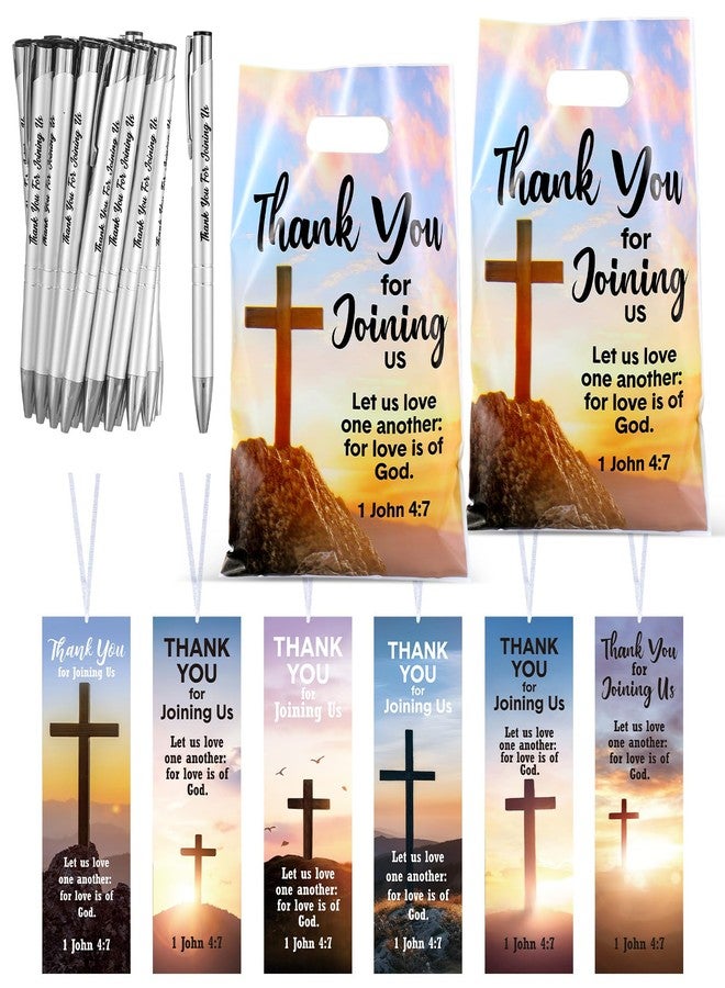 Supervitae 108 Pcs/36 Sets Church Welcome Gift Pockets Bulk Church Visitor Gifts 36 Religious Brochure Bags with Handle 36 Thank You for Joining Us Ballpoint Pen 36 Bookmark for Christian Supplies - Image 1
