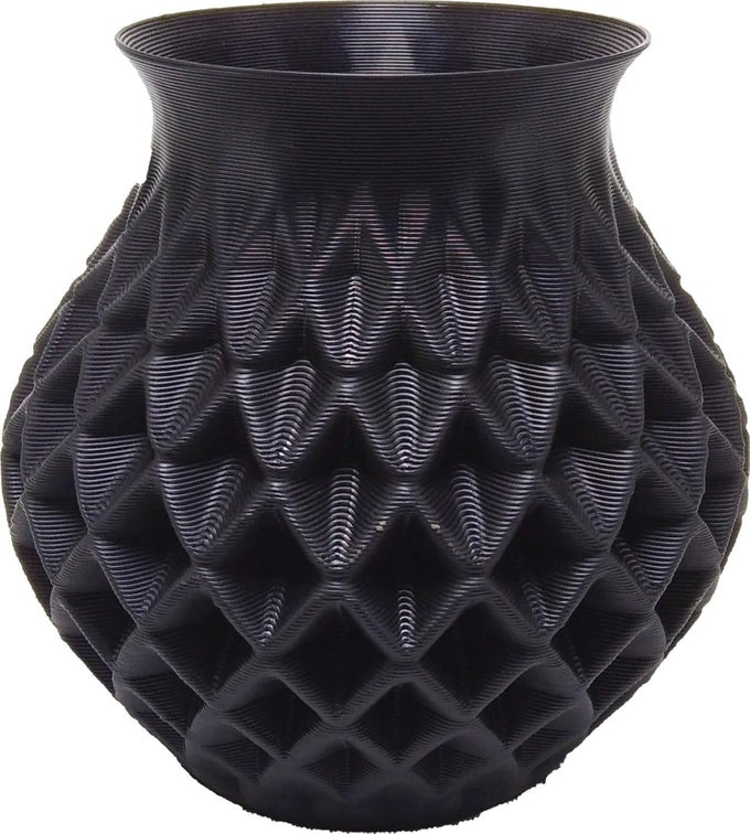3D PRINTED FLOWER VASE 03 (BLACK PLA PLASTIC)