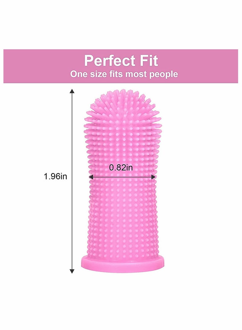 SYOSI Dog Toothbrush for Dog Teeth Cleaning Dog Fingerbrush Toothbrush Dog Tooth Brushing Kit Set of 4 Dog Finger Toothbrush Pet Toothbrush Pink/Clear  - Image 4