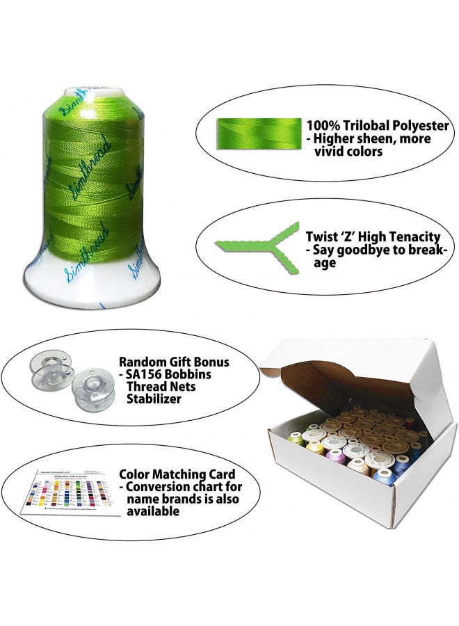 Simthread 63 Brother Colors Polyester Machine Embroidery Thread 1000M(1100Y) Big Spool for Brother Babylock Husqvarna Janome Singer Pfaff Bernina Serger Embroidery and Sewing Machines - Image 2