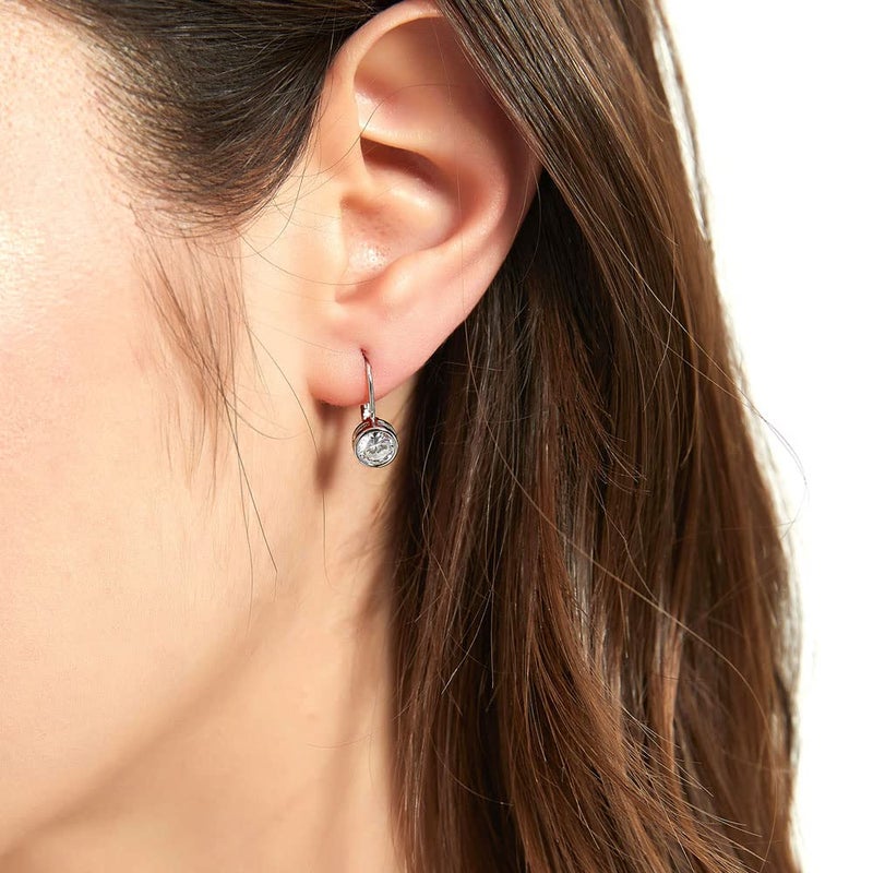 BERRICLE Sterling Silver Solitaire Leverback Drop Dangle Earrings for Women 1.2 Carat Bezel Set Round Cut Cubic Zirconia CZ - Image 3