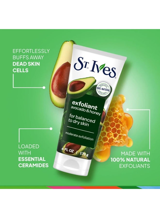 سانت آيفز مقشر الوجه بالأفوكادو والعسل، مقشر للوجه للبشرة المتوازنة والجافة 170 جرام - Image 4